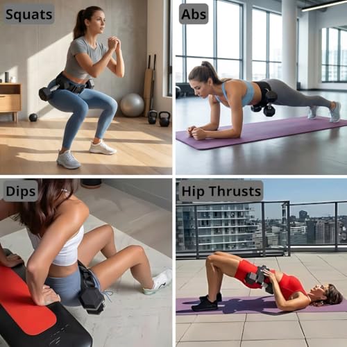 Dumbbell Hip Thrust Belt - Glute Bridge Strap - Lower Body Workout Equipment - Weight Pads Support - Home Gym Accessories Women Men - Squat Dip Pull Up Training Fitness Tool Adjustable Nylon Chain