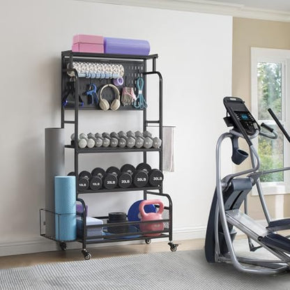 Lauren&Harold 56'' Taller Home Gym Storage Organizer with Hanging Board