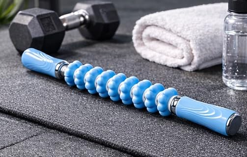 Muscle Roller Massage Stick, Blue, 18 Inch, for Deep Tissue Relief, Recovery and Soreness, Ergonomic Handles
