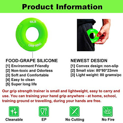 Boaton Hand Grips for Gym, Weightlifting, Pull-ups, Rock Climbing - Boys and Girls - color: 60LB-green