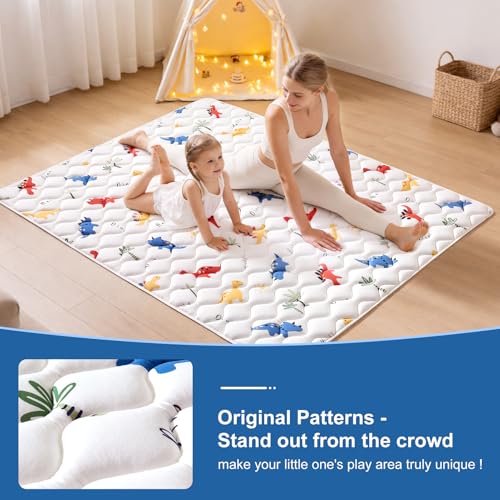 Odorless Premium Foam Baby Play Mat 50" x 50", Soft Microfiber Fabric Crawling Mat for Floor- Comfortable and Hypoallergenic, Non-Slip Cushioned Floor Playpen mat for Infants,Babies,Toddlers