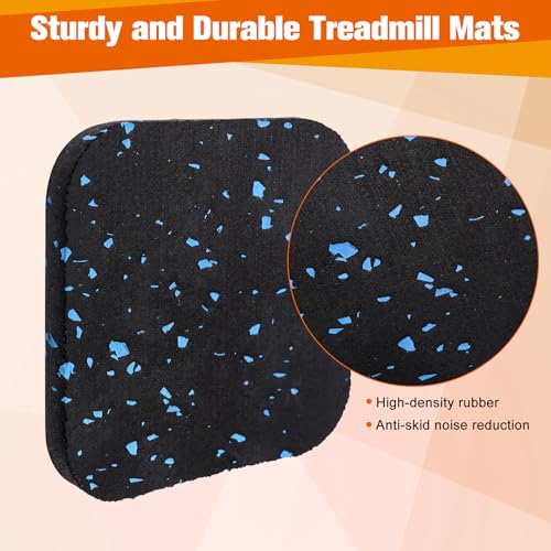 4Pcs Treadmill Mats, Coolrunner High Density Equipment Pads Noise Reduction for Floor Protection, Washing Machine Pads, Anti Vibration Rubber mats for Stationery Bike, Rowing Machine, Home Gym Station