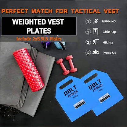 OBLT Weight Vest Plates - Vest Plates for Full-Body Strength Training, 5.5/9.3/14/19 LBS Weighted Vest Plates Suitable Crossfit,Outside and Fitness Man& Women Training - color: Blue