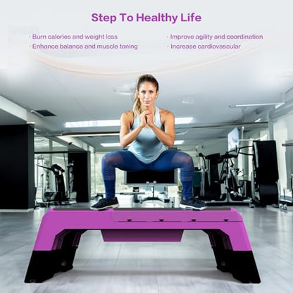 Multifunctional Step Platform Aerobic Deck Stepper with Resistance Bands Versatile Cardio Exercise Equipment Workout Fitness, Adjustable Weight Bench for Home Gym