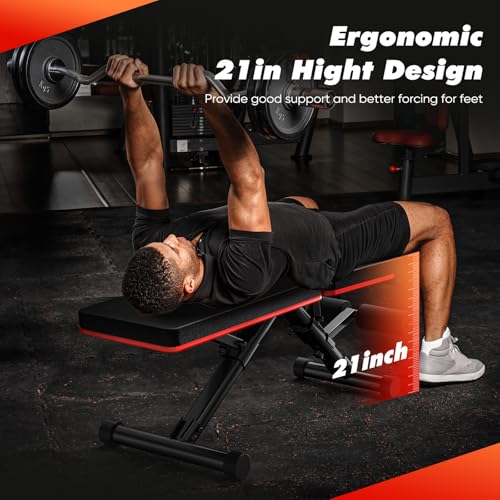 Sweetcrispy Adjustable Weight Bench for Home Gym, Foldable Incline Workout Bench Press with 795 LBS Weight Capacity, Strength Training Fitness Equipment for Full Body Exercise