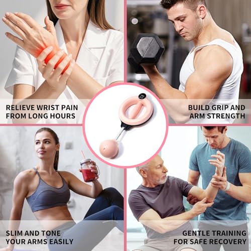 Ann Katy 360 Rotating Wrist Forearm Trainer for Home Gym Arm Toner Workout - color: Pink