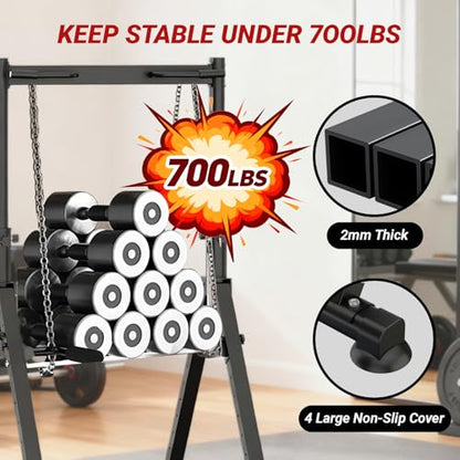 Folding Power Tower Dip Station Pull Up Bar, Multifunctional Pull Up Tower Adjustable Height, Triangular Structure Strength Training Workout Equipment for Home Gym Fitness