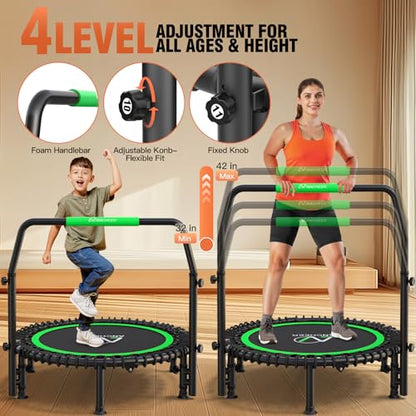 ANCHEER 40" Bungee Rebounder Trampoline with Adjustable Handle, 400LBS - color: Lime Green