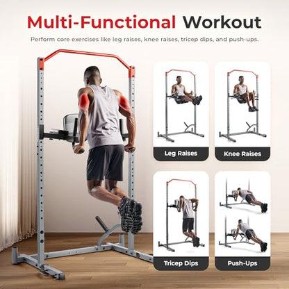 Sunny Health & Fitness Power Cage Squat Rack Upgrade Attachments, Dip Bar, Plate Bar Holder, Belt Squat, J Hook, Lat, Adapter, U Ring, Pull Up Bar, Landmine, Captain's Chair, Tricep Rope For Home Gym - style: Captain's Chair
