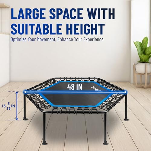 Yes4All Rebounder Trampoline for Adults, 48-Inch, 350 LBS Stable & Silent Exercise Trampoline for Rebounding, Jumping Cardio - color: Without handle