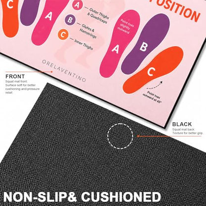 Squat Mat with Foot Position,Non-Slip Workout Mat for Squats & Leg Exercises, Improves Muscle Activation & Knee Support, Home Gym Fitness Mat,30 * 13.8"inch Squat Pad - color: Rose Pink