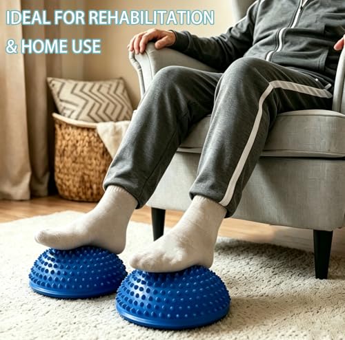 2PCS Hedgehog Balance Pods, Pimples Pilates Ball, Half Spiky Fitness Domes for Kids Adults Sports, Foot Massage, Stability Training, Muscle Balancing Therapy, Motor Skills Yoga Gymnastics Exercise