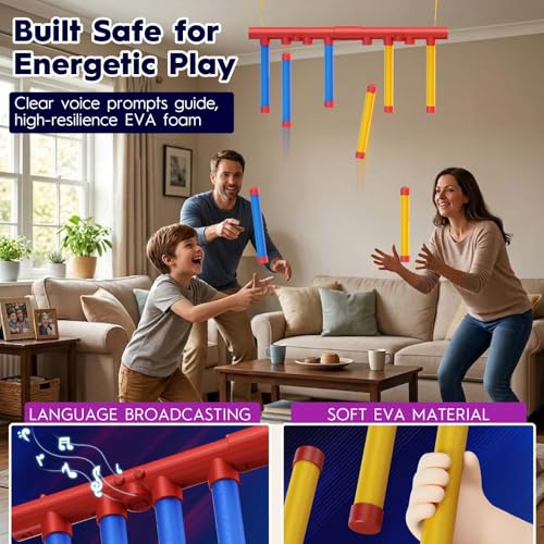 Upgraded Reflex Drop Stick Game Hand Eye Coordination & Reaction Training Toy with Remote, Solo/Dual Play, 3 Speeds,Fun Catch Falling Stick Game for Adult,Teen & Family（8 Sticks）