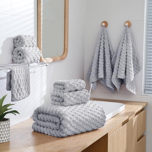 Extra Large Bath Towel Set of 6 (40"x80"),Oversized Bath Sheet Super Soft Highly Absorbent Microfibers Quick Dry Luxury Shower Towel for Bathroom Spa Gym Hotel Yoga (Grey, 6Piece)