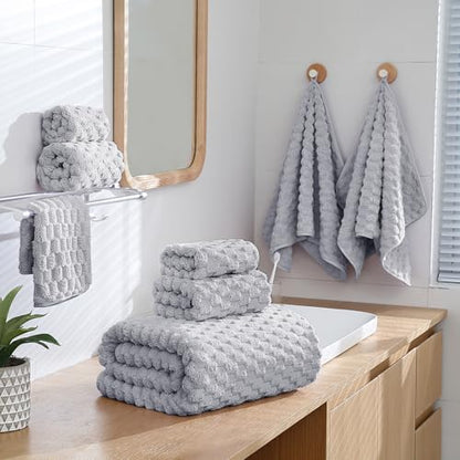 Extra Large Bath Towel Set of 6 (40"x80"),Oversized Bath Sheet Super Soft Highly Absorbent Microfibers Quick Dry Luxury Shower Towel for Bathroom Spa Gym Hotel Yoga (Grey, 6Piece)