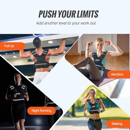VEVOR Adjustable Weighted Vest, 11-20lb/20-32lbs/35lbs/40lbs Weight Vest with 6 Ironsand Weights and Reflective Stripe, Workout Equipment for Strength Training Running Jogging - color: 20-32 lbs
