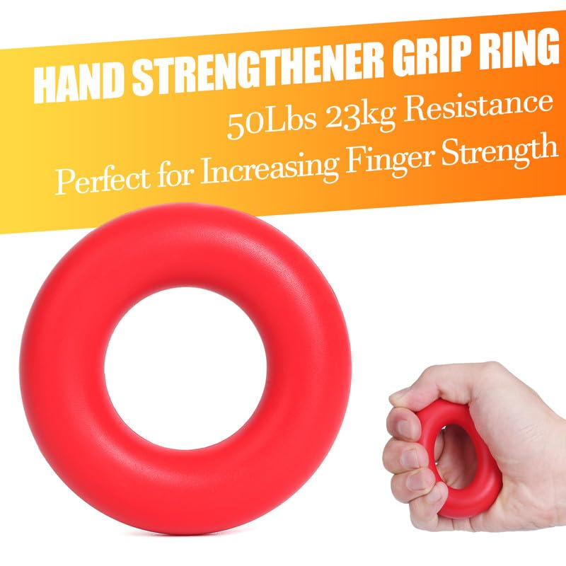 Grip Strength Trainer 7 Pack Adjustable Hand Gripper, Finger Stretcher Resistance Extensor Bands, Finger Exerciser, Grip Strength Ring & Stress Ball, Hand Grip Strengthener