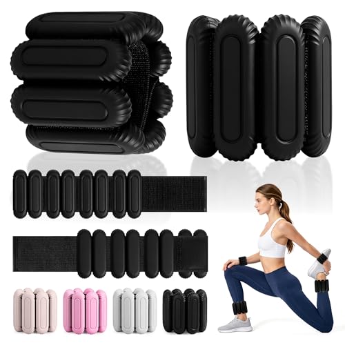 Wrist Weights for Women & Men, 2lb Silicone Wrist Ankle Weights - color: Black