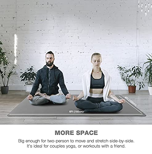 UMINEUX Large Yoga Mat for Men and Women 1/4 & 2/5 Inch Extra Thick TPE Fitness Mat for Home Gym Workout, Non-Slip, Eco Friendly Exercise Mat for Yoga, Pilates, Stretching, Meditation