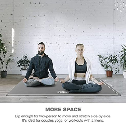 UMINEUX Large Yoga Mat for Men and Women 1/4 & 2/5 Inch Extra Thick TPE Fitness Mat for Home Gym Workout, Non-Slip, Eco Friendly Exercise Mat for Yoga, Pilates, Stretching, Meditation