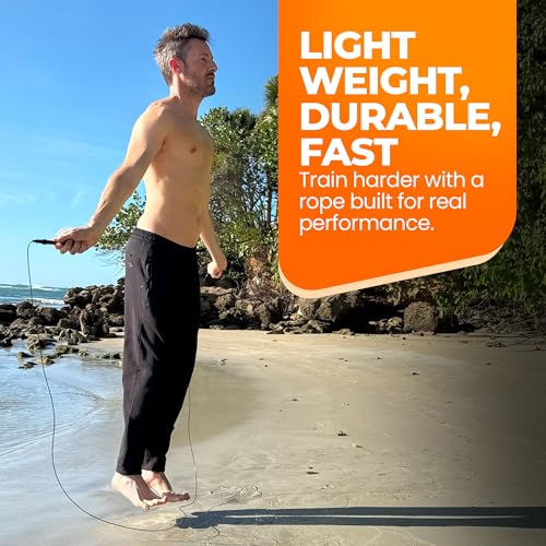LYRA Adjustable Speed Jump Rope – 360° Ball Bearings, Steel Cable & Aluminum Handles – Fast Double Unders for CrossFit, HIIT & Fitness Workouts – Carry Bag & Extra Cable Included