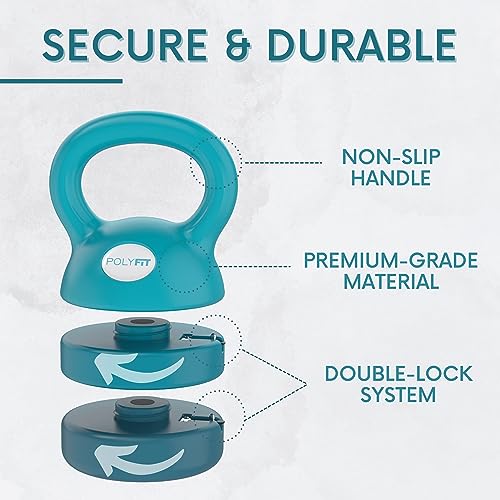 Polyfit Adjustable Kettlebell | 5 lb - 12 lb | Kettlebells Weights Set for Home Gym | Kettle Bell Sets for Women at Home - color: TEAL