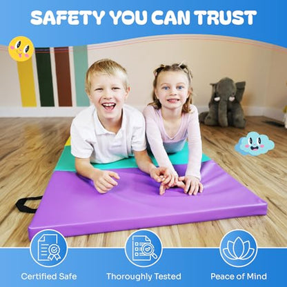 New Bounce Tumbling Mat for Kids - Gymnastics Mat - Folding Exercise Tumble Mat for Home Gyms - color: Tumbling Mat