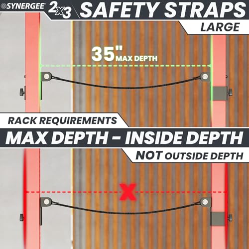 Synergee Safety Straps – Fits 2x2 2x3 3x3 Racks 750 lb - color: d) 2x3 x 35"