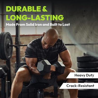 HANDBODE Hex Dumbbell Set, 2.5-65 lb Rubber Encased Exercise & Fitness Dumbbells, Weights Dumbbells Set of 2, Hand Weight for Strength Training - size: 30 lb, Pair, style: Chrome Handle