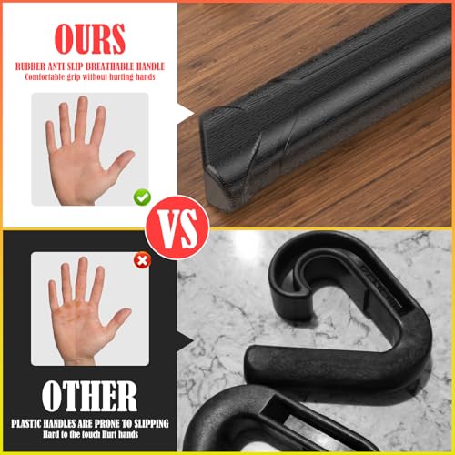 Neutral Grip Handles for Pull Up Bar, Pull Up Handles with Ergonomic Portable Hooks for Home Gym, Calisthenics, Strength Training, Resistance Bands – Black