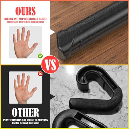 Neutral Grip Handles for Pull Up Bar, Pull Up Handles with Ergonomic Portable Hooks for Home Gym, Calisthenics, Strength Training, Resistance Bands – Black