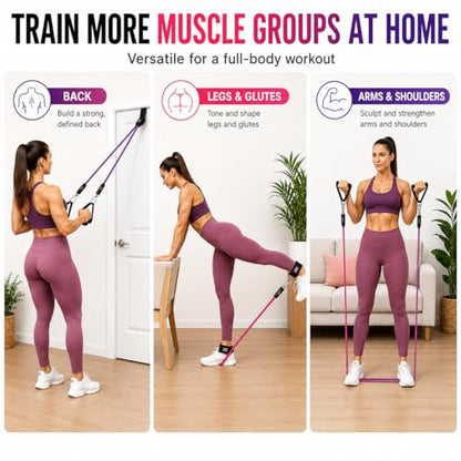 Resistance Bands Set with Handles, Door Anchor & Ankle Straps, 100 lbs Stackable Exercise Bands, 5 TPE Resistance Tubes for Home Workout, Strength Training, Yoga & Pilates