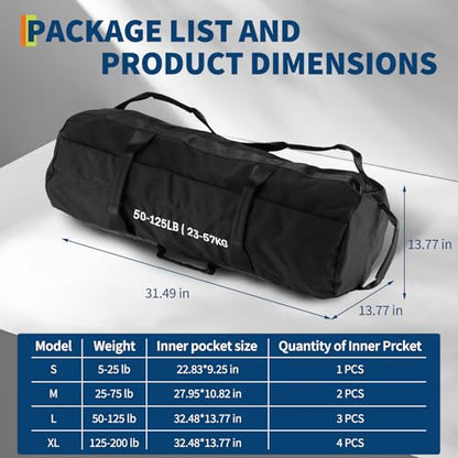 Adjustable Sand Bags for Working Out,Sandbags for Workout for Yoga, Strength Training and Full-Body Workouts - size: 50-125 LB