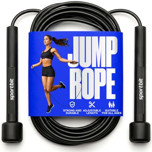 SPORTBIT Adjustable Jump Rope for Fitness and Exercise - color: Black
