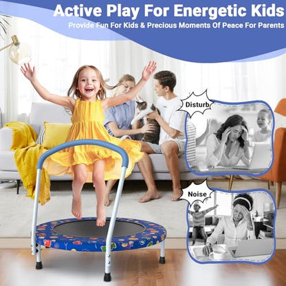 36" Mini Trampoline for Kids, Toddler Trampoline with Handle, Small Trampolines Indoor Outdoor Use, Kids Trampolines Indoor for Boys Girls Age 3-6