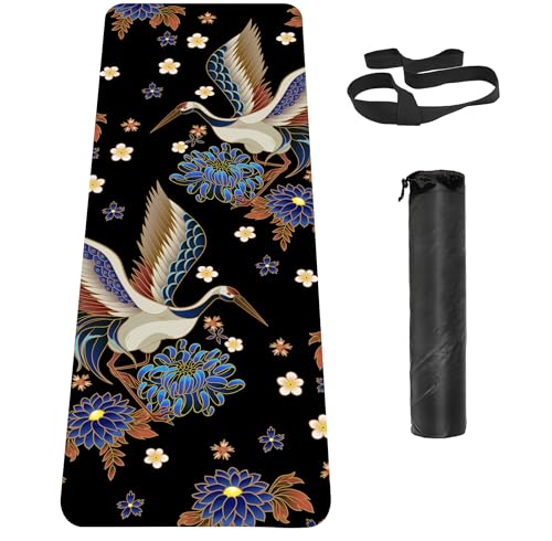 Non Slip Yoga Mat TPE Workout Mat for Men Women, Thick Workout Mat with Carrying Strap, Fitness Mats for Exercise, Yoga, Fitness, Pilates, Floor Workouts (72" x 24" x 6mm) - color: Daisy&Crane
