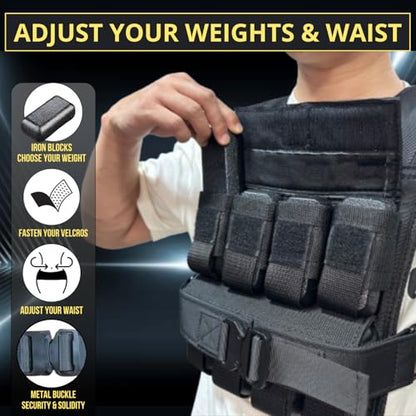 40 lbs Vest - 40 lb Weighted Vest - Adjustable Mens Weighted Vest 40 lbs with iron weights. Tone fitness 40 pound weight vest for men, for women 40lb. Walking, running, rucking. Strength Training Exercise - Workout vest