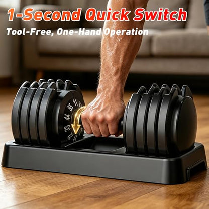 25/55lb Pair Adjustable Dumbbell Set, Adjustable Dumbbells Set of 2, 5 in 1/10 in 1 Free Weights Dumbbells Set with Anti-Slip Texture Handle, Weight Set For Home Gym Suit both Men and Women