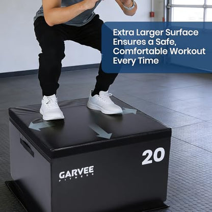 Stackable Plyo Box 6/12/20 Inch, Adjustable Plyometric Jump Box, Soft Foam Step Up Boxes for Home Gym Workouts, Soft Plyo Box for Professional Strength, HIIT, Step-Ups, and Training