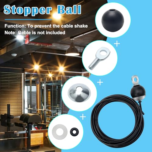 17Pcs Cable Attachments for Gym, Solid Rope Attachment for 5mm Fitness Pulley Machine Gym Equipment for Home Gym Cable Replacement Parts Rope (17)