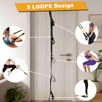 Heavy Duty Loop Door Anchor Strap for Resistance Bands Exercises, Multi Point Anchor Gym Attachment for Home Fitness, Portable Door Band Resistance Workout Equipment