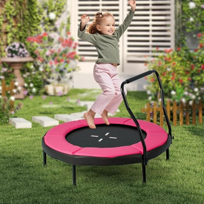 GYMAX Rebounder Trampoline Adult, 40" Mini Fitness Trampoline with Detachable Handle, Safety Foam Pad & Non-Slip Foot Pads, Exercise Rebounder for Indoor Outdoor Kids Adults