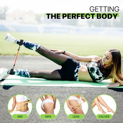 Magshion Ankle Resistance Bands Set of 4, Home Gym Workout Equipment Sets with Cuffs for Women, Lifting Glute Butt Exercise Equipment with 4 Adjustable Levels