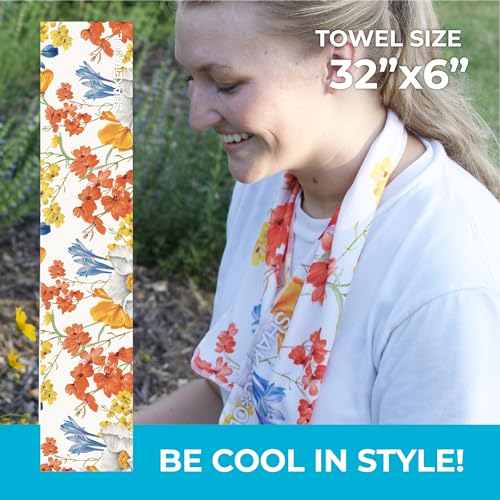 Original Cooling Towel – Be Cool in Style - Heat Relief, Soft, Lightweight, Sun Protection, Easy Clean - Perfect for Biking, Running, Yoga, Gym, Gardening - Flower - color: Flower