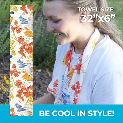 Original Cooling Towel – Be Cool in Style - Heat Relief, Soft, Lightweight, Sun Protection, Easy Clean - Perfect for Biking, Running, Yoga, Gym, Gardening - Flower - color: Flower