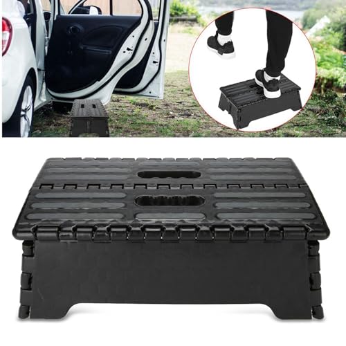 Milltrip Folding Step Stool, Portable Lightweight Step Ladder for Elderly, Pregnant, Bathroom, and Travel Use, Non-Slip Platforms (14.9 x 8.5 x 5.1 Inch, Black)