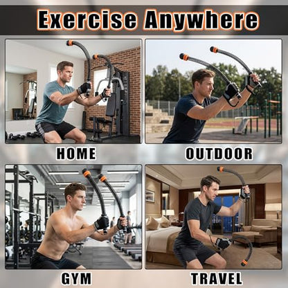 2Pcs Adjustable Weighted Ropeless Battle Ropes - Cordless Resistance Training Ropes with Non-Slip Gloves & Workout Poster, Portable HIIT & Low-Impact Home Gym Equipment for Men & Women
