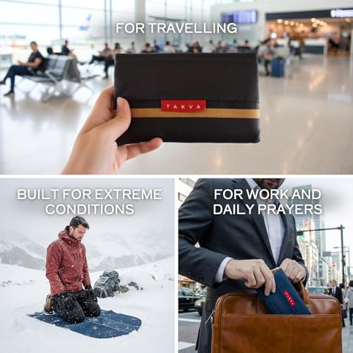 The Pocket Sejadah™ | Portable Foldable Travel Prayer Mat, Waterproof, Ramadan/Eid Gift, Perfect Muslim Gift, Pocket Size (Design in Japan, Made in Turkey) - color: Black