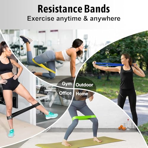 Resistance Bands Set, 6-Level Portable Exercise Bands for Strength Training, Stretching, Fitness Indoor/Outdoor