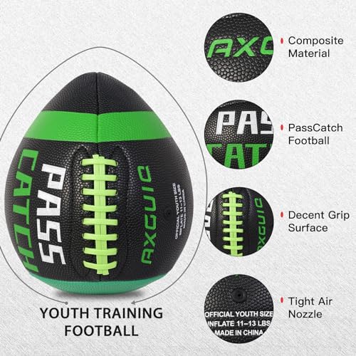 PassCatch Training Football, Composite Fatherless Bounce Back Youth Football, Training Improving Enhance Solo Passing Catching Skills (Deflated) - style: Youth Size(Ages 5-13)